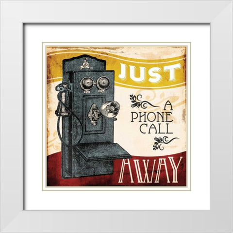 Just A Phone White Modern Wood Framed Art Print with Double Matting by Grey, Jace