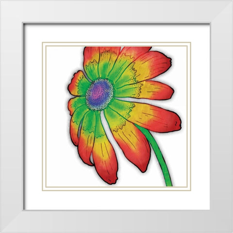 Bright Fun Time Flower White Modern Wood Framed Art Print with Double Matting by Grey, Jace