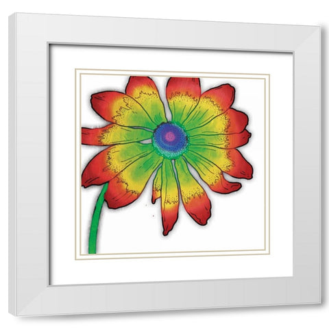 Bright Fun Time Flower Mate White Modern Wood Framed Art Print with Double Matting by Grey, Jace