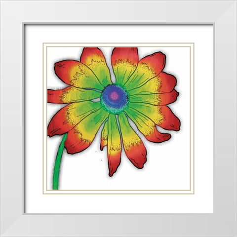 Bright Fun Time Flower Mate White Modern Wood Framed Art Print with Double Matting by Grey, Jace