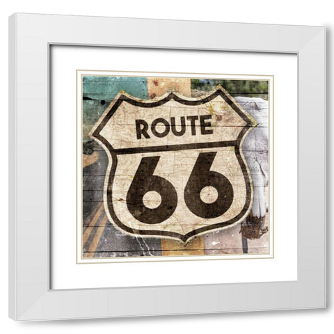 Sign Of 66 White Modern Wood Framed Art Print with Double Matting by Grey, Jace