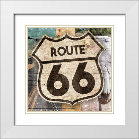 Sign Of 66 White Modern Wood Framed Art Print with Double Matting by Grey, Jace