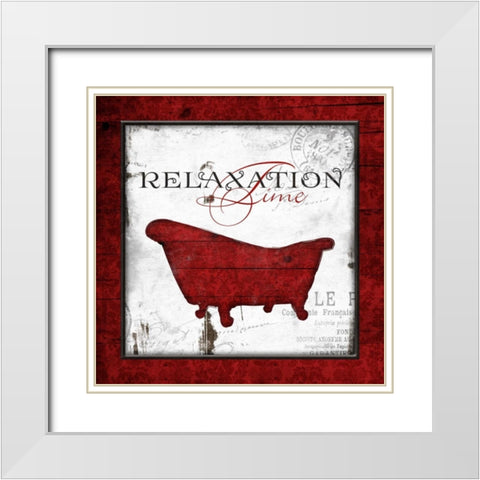 Crimson Relaxation Time White Modern Wood Framed Art Print with Double Matting by Grey, Jace