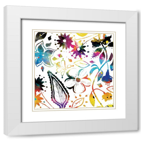 Colorful Florals Mate White Modern Wood Framed Art Print with Double Matting by Grey, Jace