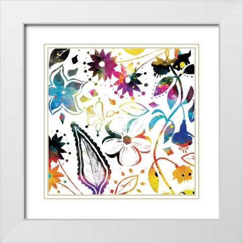 Colorful Florals Mate White Modern Wood Framed Art Print with Double Matting by Grey, Jace