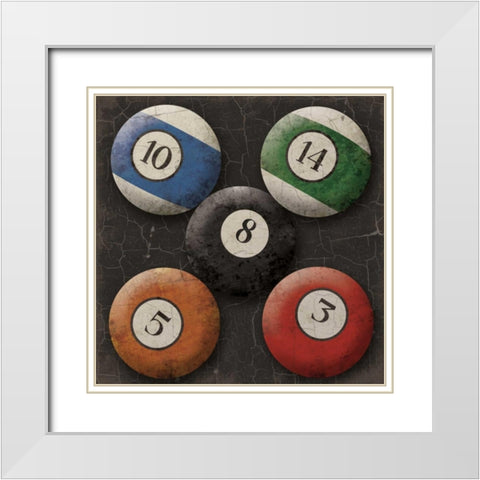 Lets Play Pool White Modern Wood Framed Art Print with Double Matting by Grey, Jace