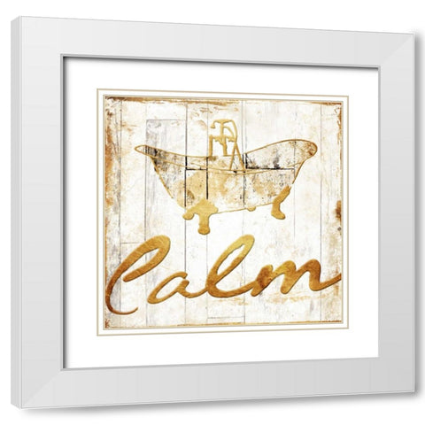 Gold Bath White Modern Wood Framed Art Print with Double Matting by Grey, Jace