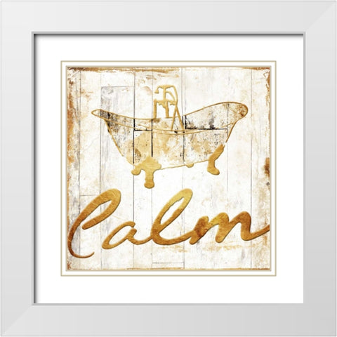 Gold Bath White Modern Wood Framed Art Print with Double Matting by Grey, Jace