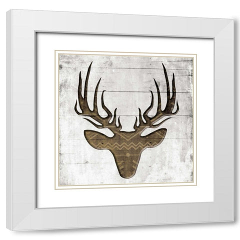 White Wood Deer Mate White Modern Wood Framed Art Print with Double Matting by Grey, Jace