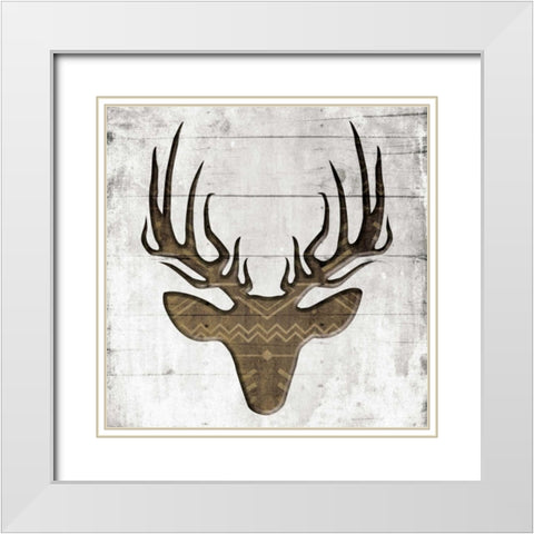 White Wood Deer Mate White Modern Wood Framed Art Print with Double Matting by Grey, Jace