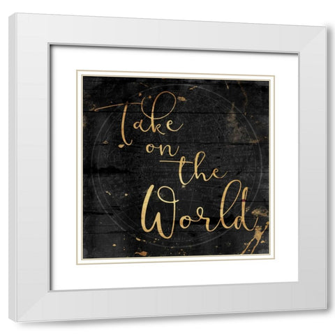 Take On The World White Modern Wood Framed Art Print with Double Matting by Grey, Jace