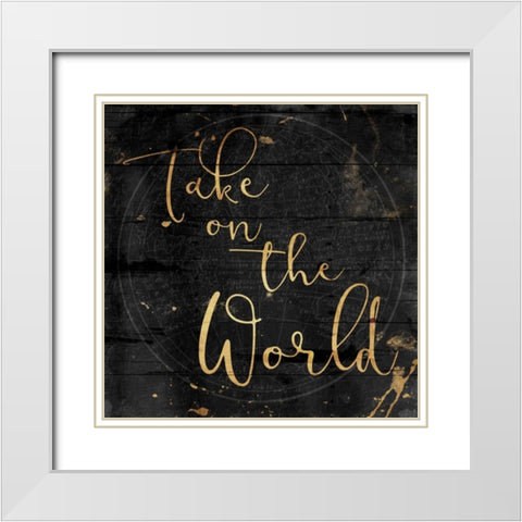 Take On The World White Modern Wood Framed Art Print with Double Matting by Grey, Jace