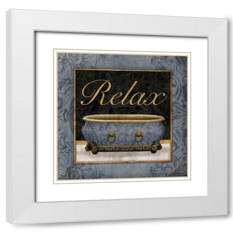 Relaxing Bath White Modern Wood Framed Art Print with Double Matting by Grey, Jace