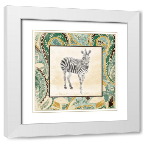 Floral Sea Zebra White Modern Wood Framed Art Print with Double Matting by Grey, Jace
