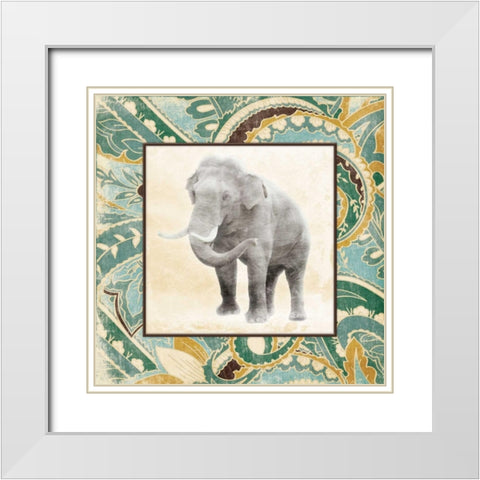 Floral Sea Elephant White Modern Wood Framed Art Print with Double Matting by Grey, Jace