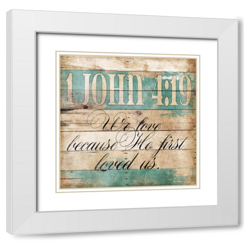 Loved Us White Modern Wood Framed Art Print with Double Matting by Grey, Jace