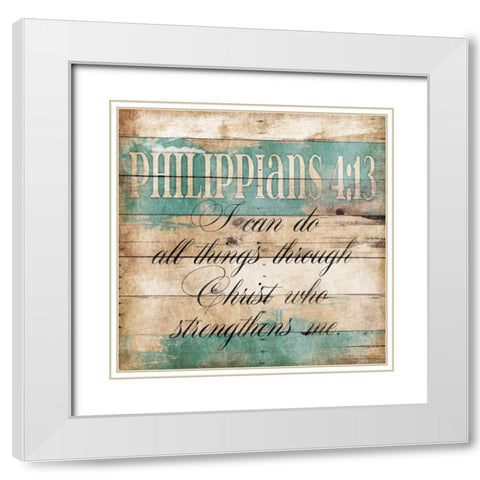 Strengthens Me White Modern Wood Framed Art Print with Double Matting by Grey, Jace