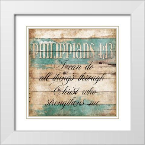 Strengthens Me White Modern Wood Framed Art Print with Double Matting by Grey, Jace