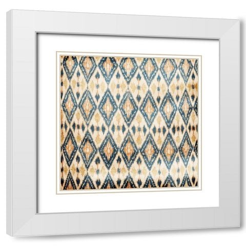 Blue Diamonds White Modern Wood Framed Art Print with Double Matting by Grey, Jace