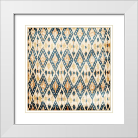 Blue Diamonds White Modern Wood Framed Art Print with Double Matting by Grey, Jace