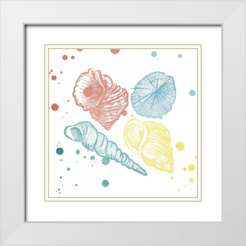 Soft Color Splatter Shells Mate White Modern Wood Framed Art Print with Double Matting by Grey, Jace
