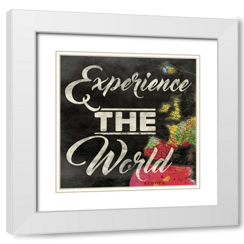 Experience The World White Modern Wood Framed Art Print with Double Matting by Grey, Jace
