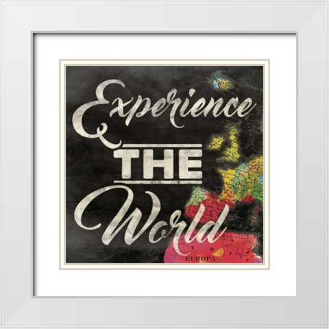 Experience The World White Modern Wood Framed Art Print with Double Matting by Grey, Jace