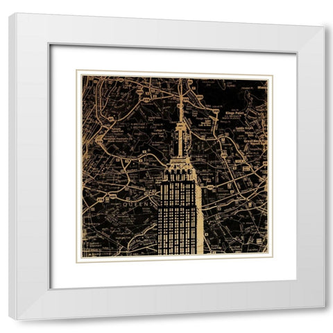 Empire Map White Modern Wood Framed Art Print with Double Matting by Grey, Jace