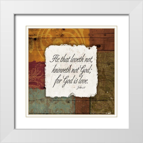 God Is Love White Modern Wood Framed Art Print with Double Matting by Grey, Jace