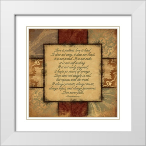 Love Is Kind White Modern Wood Framed Art Print with Double Matting by Grey, Jace