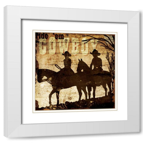 Ridem Cowboy White Modern Wood Framed Art Print with Double Matting by Grey, Jace