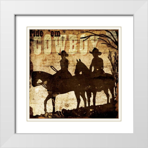 Ridem Cowboy White Modern Wood Framed Art Print with Double Matting by Grey, Jace