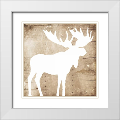 White On Wood Moose White Modern Wood Framed Art Print with Double Matting by Grey, Jace