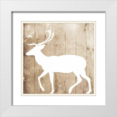 White On Wood Deer Mate White Modern Wood Framed Art Print with Double Matting by Grey, Jace