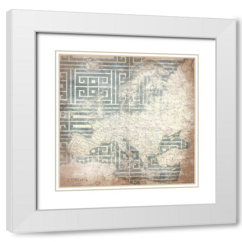 Patterned Map Europa White Modern Wood Framed Art Print with Double Matting by Grey, Jace