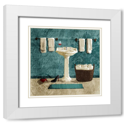 Teal Drink And Heals White Modern Wood Framed Art Print with Double Matting by Grey, Jace