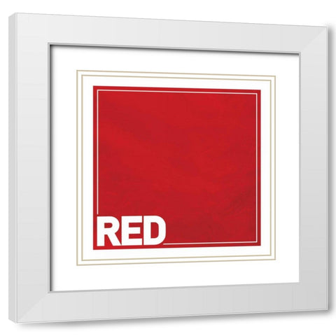 Red Square White Modern Wood Framed Art Print with Double Matting by Grey, Jace