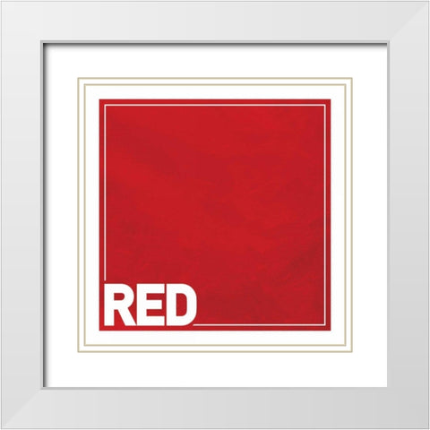 Red Square White Modern Wood Framed Art Print with Double Matting by Grey, Jace