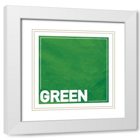 Green Square White Modern Wood Framed Art Print with Double Matting by Grey, Jace