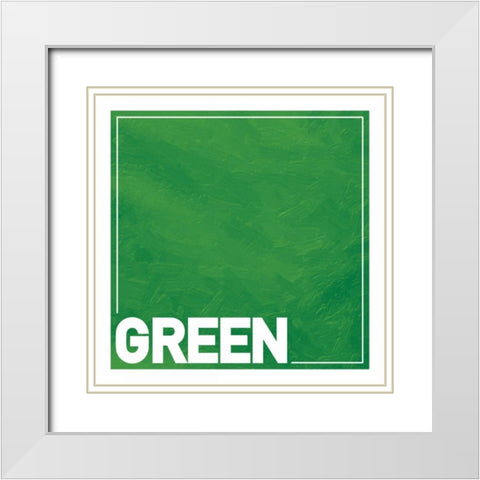 Green Square White Modern Wood Framed Art Print with Double Matting by Grey, Jace