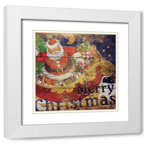 Santa Christmas White Modern Wood Framed Art Print with Double Matting by Grey, Jace