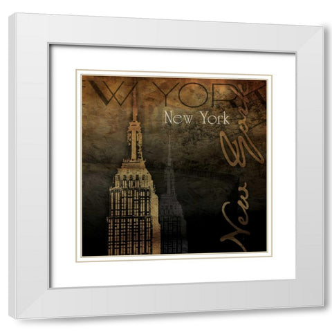 NY NY NY White Modern Wood Framed Art Print with Double Matting by Grey, Jace