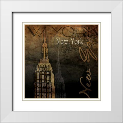 NY NY NY White Modern Wood Framed Art Print with Double Matting by Grey, Jace