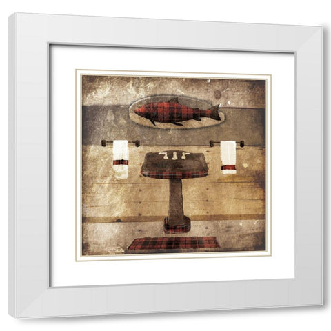 Cabin Trout White Modern Wood Framed Art Print with Double Matting by Grey, Jace