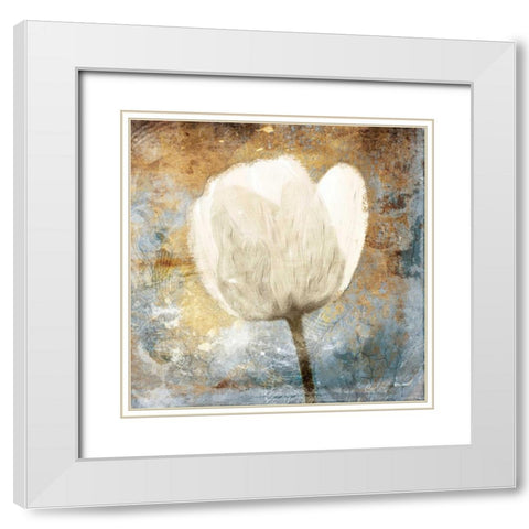 Golden White Blues Mate White Modern Wood Framed Art Print with Double Matting by Grey, Jace