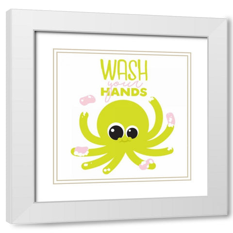 Wash Your Hands White Modern Wood Framed Art Print with Double Matting by Grey, Jace