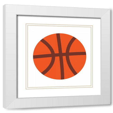 Basketball White Modern Wood Framed Art Print with Double Matting by Grey, Jace