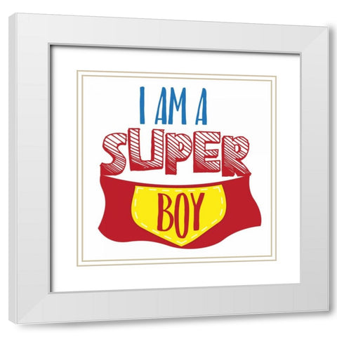 Super Boy White Modern Wood Framed Art Print with Double Matting by Grey, Jace