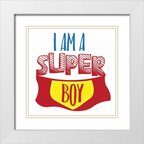 Super Boy White Modern Wood Framed Art Print with Double Matting by Grey, Jace