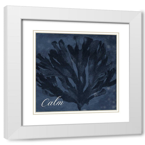 Blue Water Coral Calm White Modern Wood Framed Art Print with Double Matting by Grey, Jace